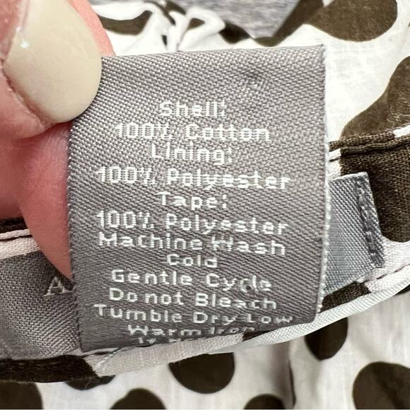 Ann Taylor white w brown polka dots pleaded A line skirt size 14 petite 14P B155 - Picture 3 of 4